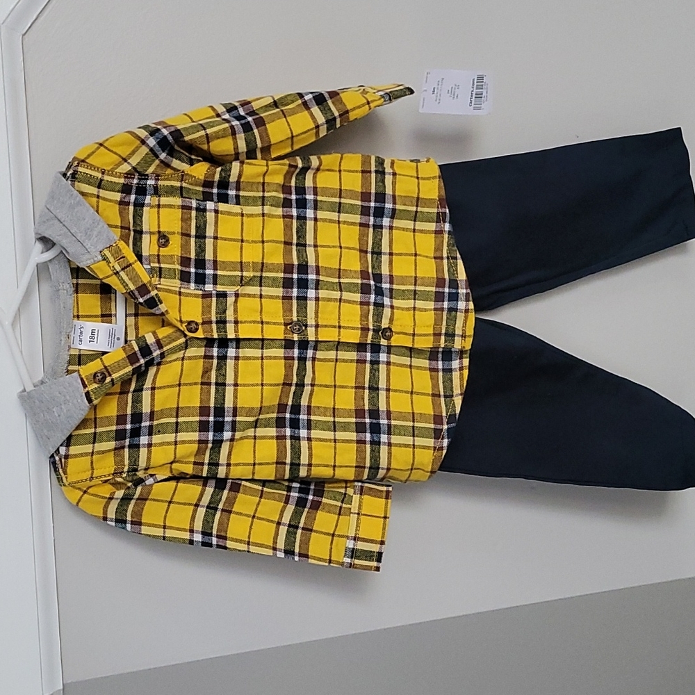18M Carter's Yellow Hooded Flannel set 💛  💙
